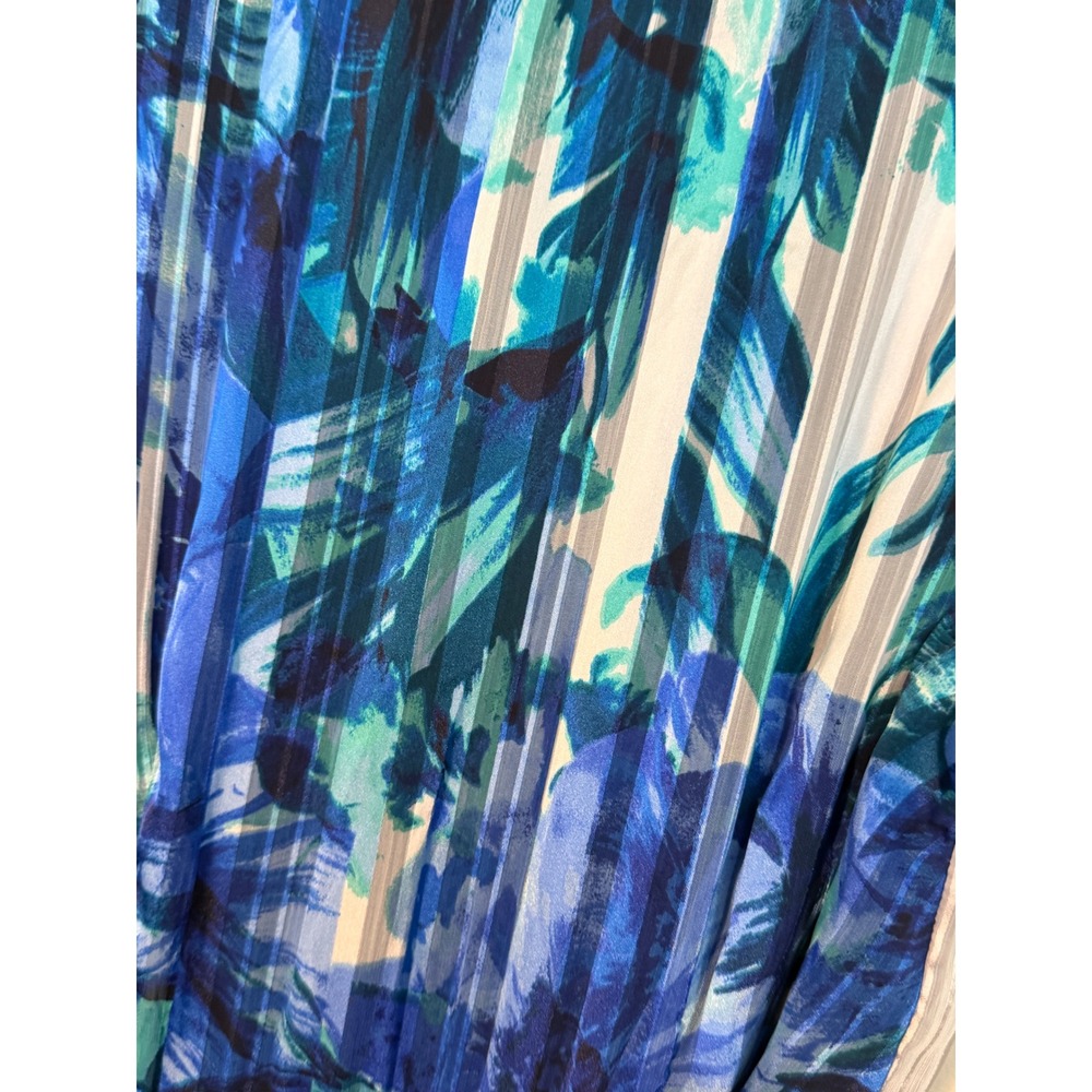 Luxe By Carmen Marc Valvo Blue Watercolor Fit & Flare Dress 20W - Picture 4 of 17